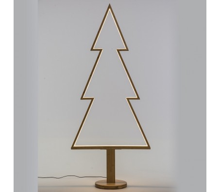 Albero di Natale in legno con base led bianco caldo 170cm